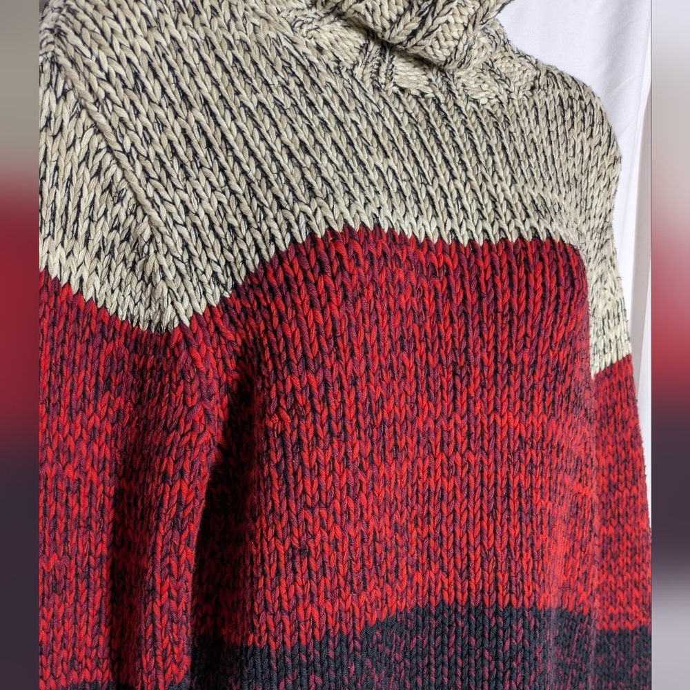 Women's SOblue Sigrid Olsen Chunky Knit Color Block Turtleneck Sweater| Size M - Picture 3 of 8